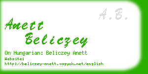 anett beliczey business card